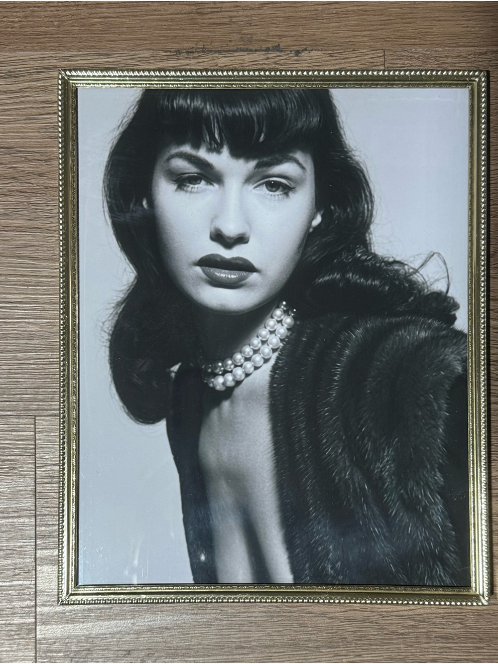Vintage Gold Tone MCM 8x10 Frame with Bettie Page Photo